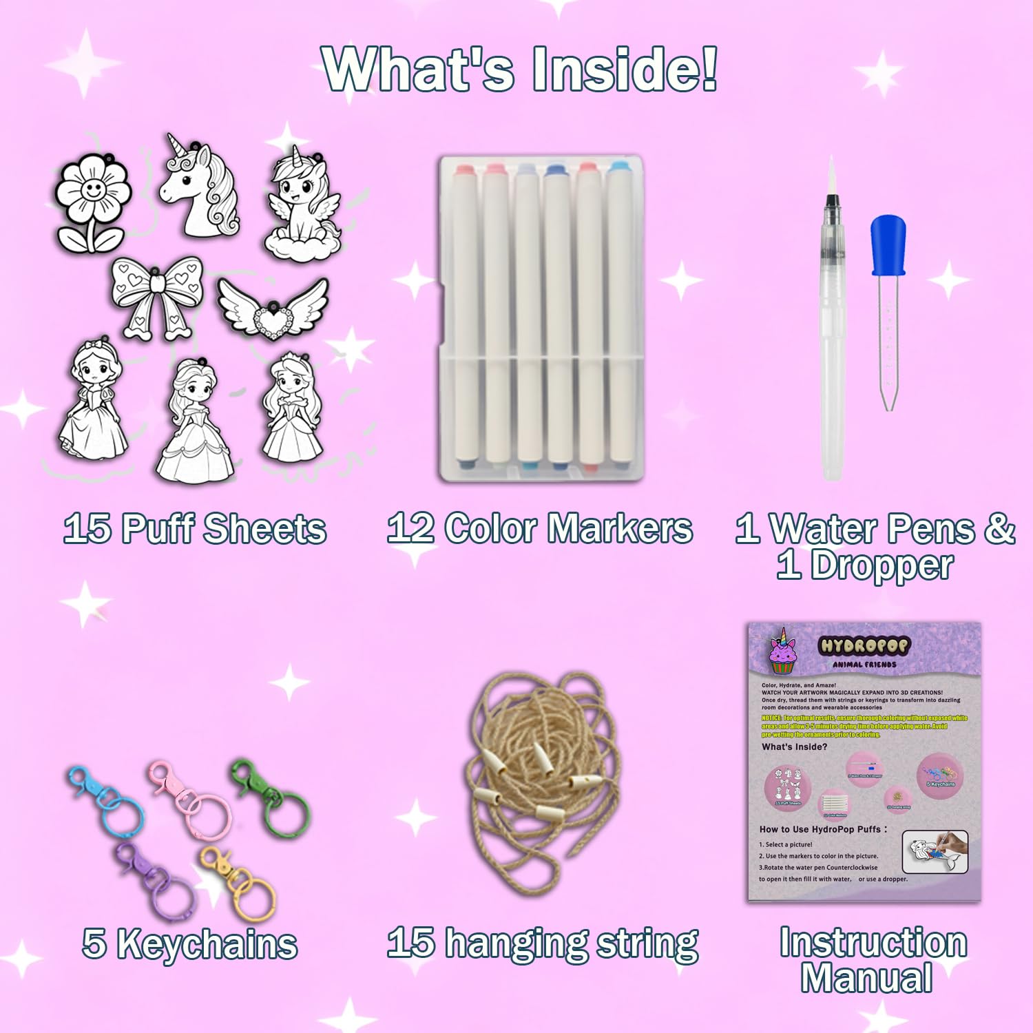 WurLoo Aqua Puffs mess free design without glue or cleanup