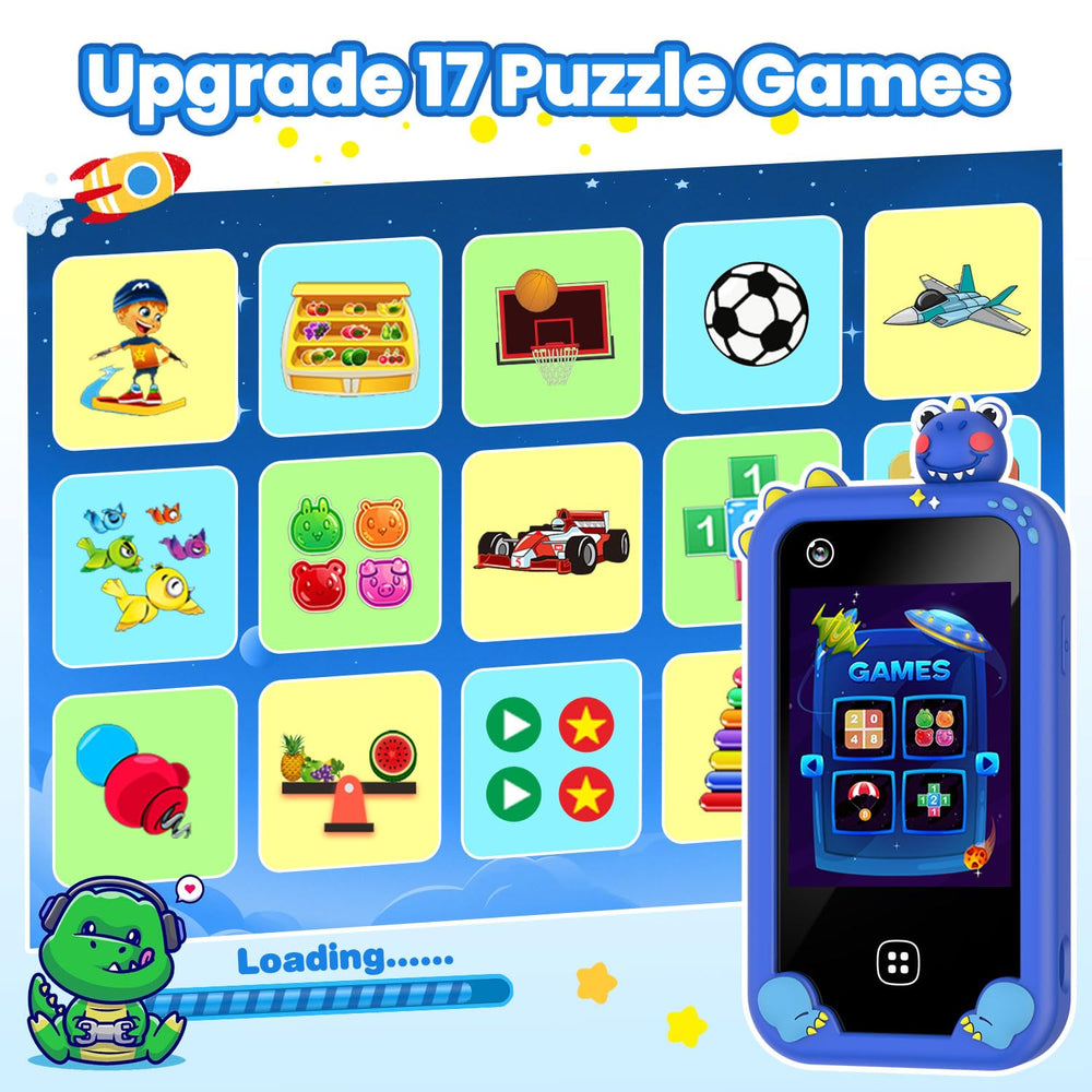 Wuszhor kids smart phone screen content with interactive apps and games