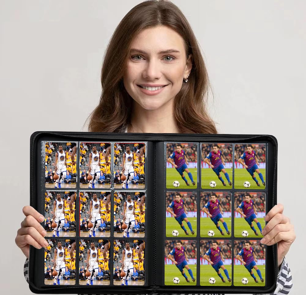 WUTONMU 540-pocket binder with side-loading pockets demonstrates easy card insertion and spill prevention