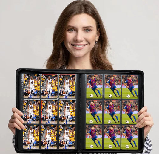 WUTONMU 540-pocket binder with side-loading pockets demonstrates easy card insertion and spill prevention