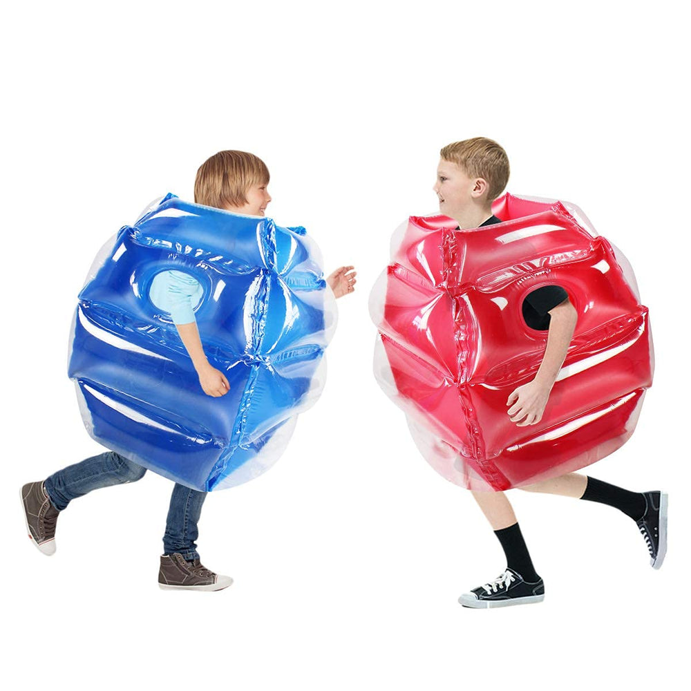 Wuzeautk inflatable bumper ball for kids in blue and red outdoors.