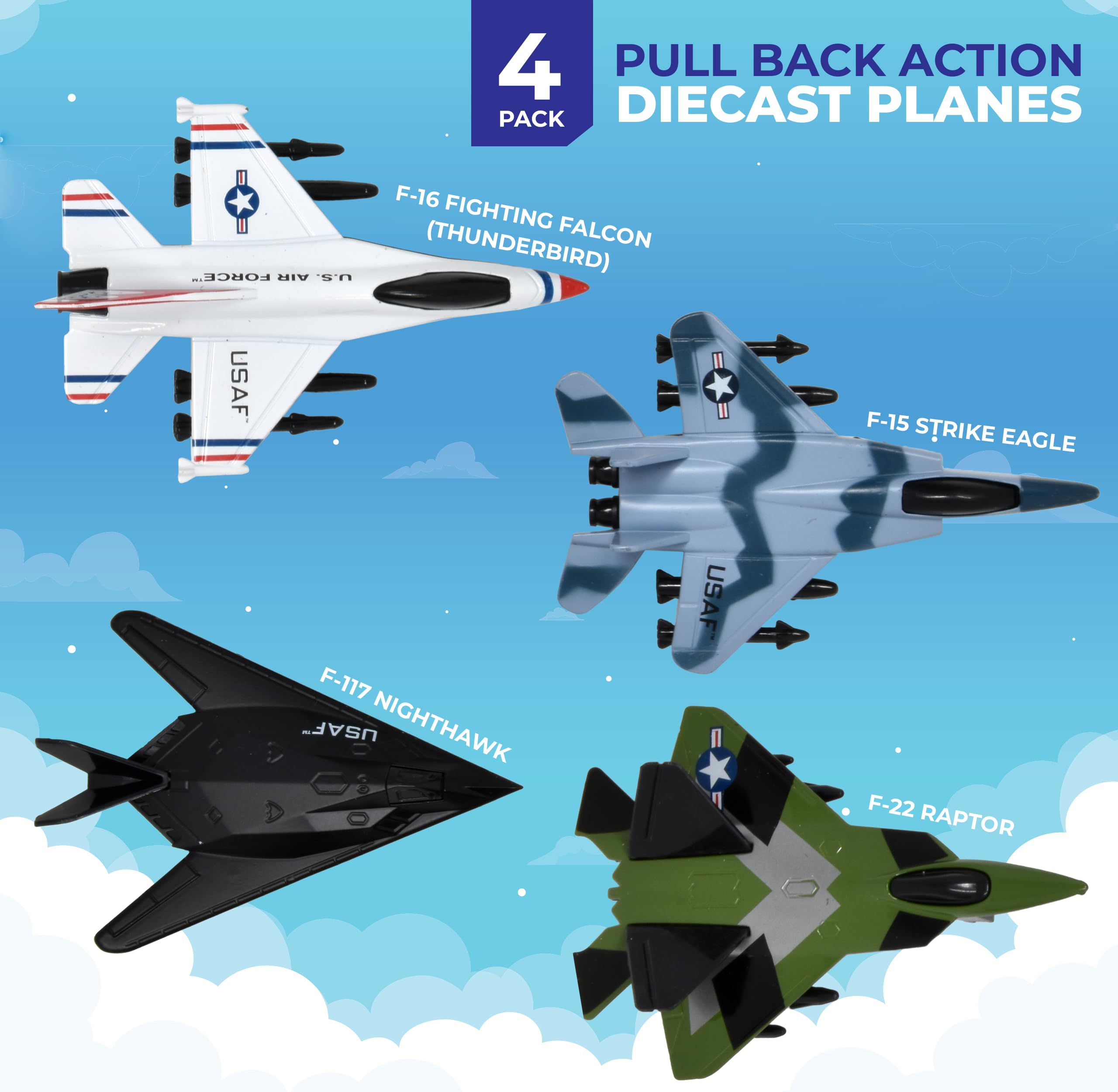 Wuzeautk pull-back action planes provide battery-free, quick play