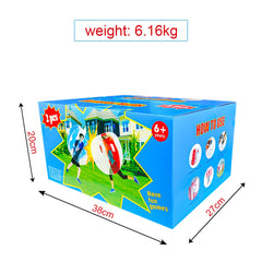Outdoor team game with inflatable zorb ball for active play