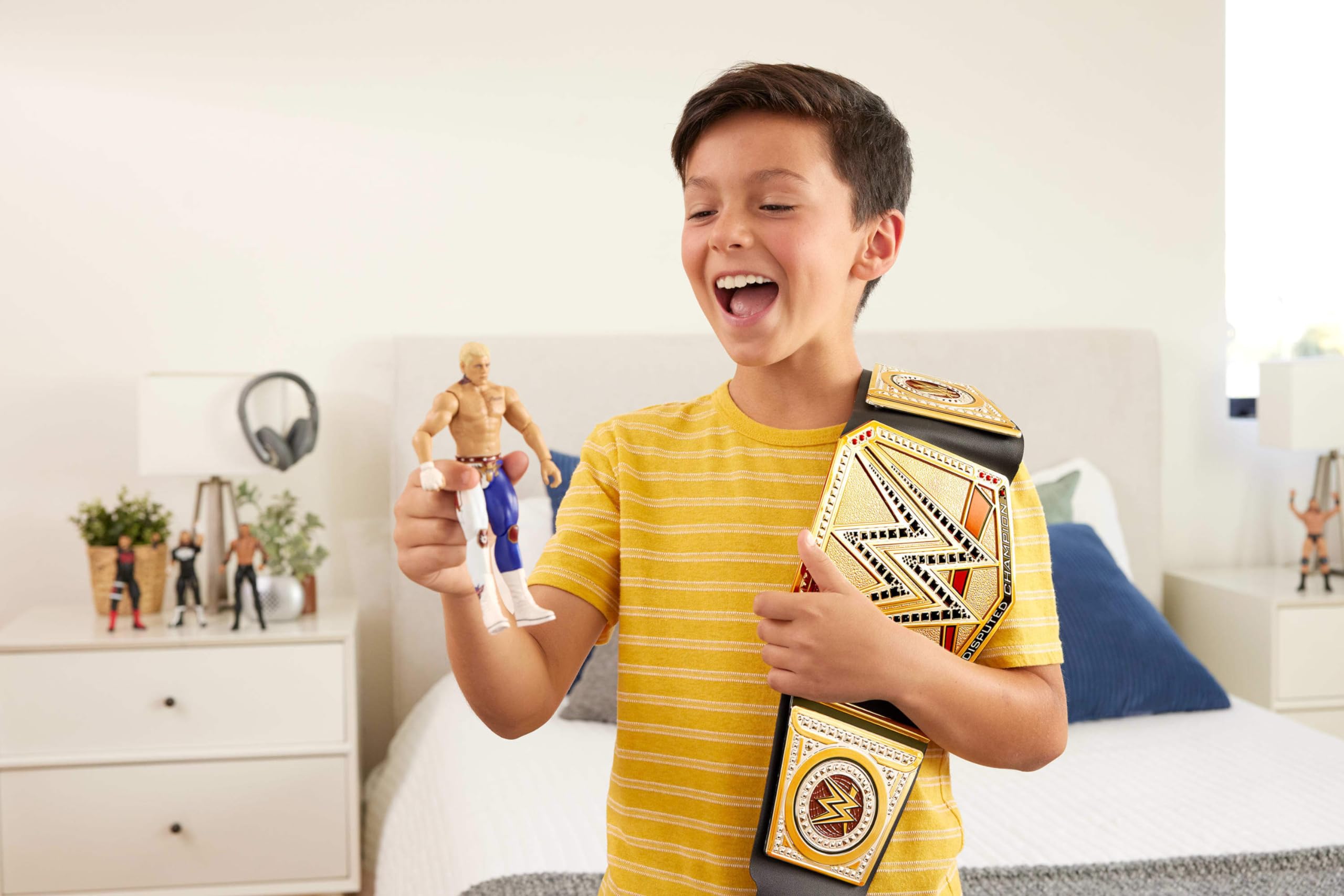 WWE Championship Title full-length belt worn around the waist for pretend championships.