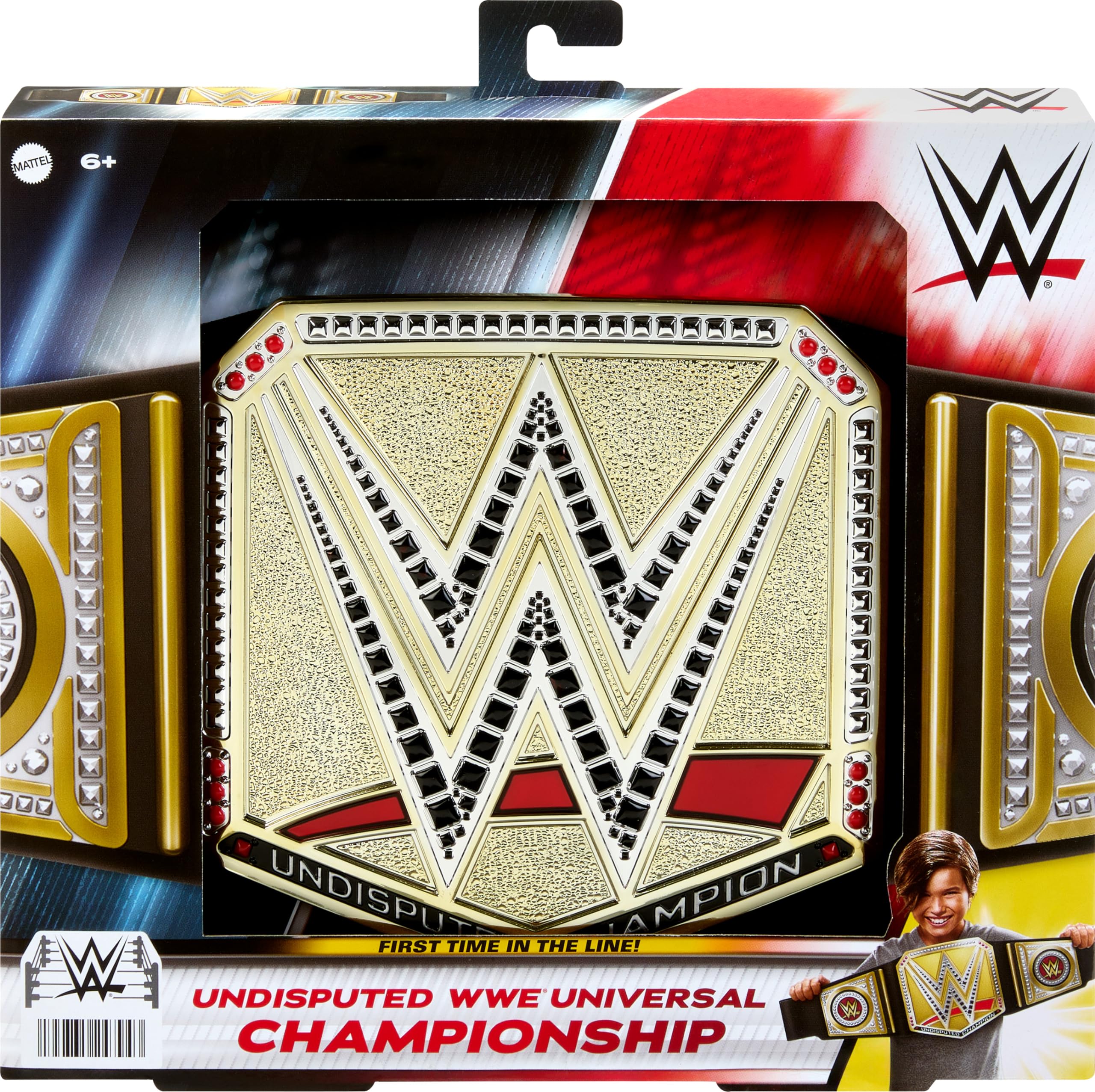 Kid-sized WWE Championship Title belt fosters imaginative play and collectability.