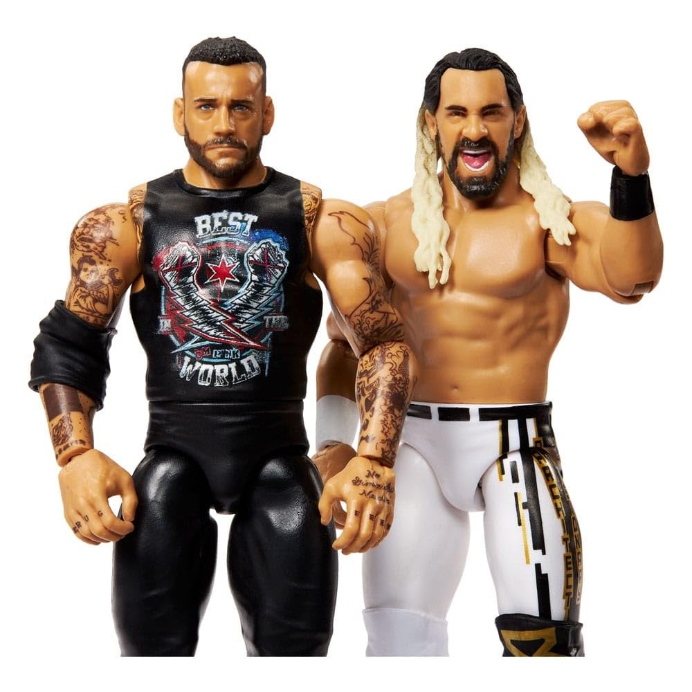 WWE CM Punk & Seth Rollins figures with vibrant paint detailing for display