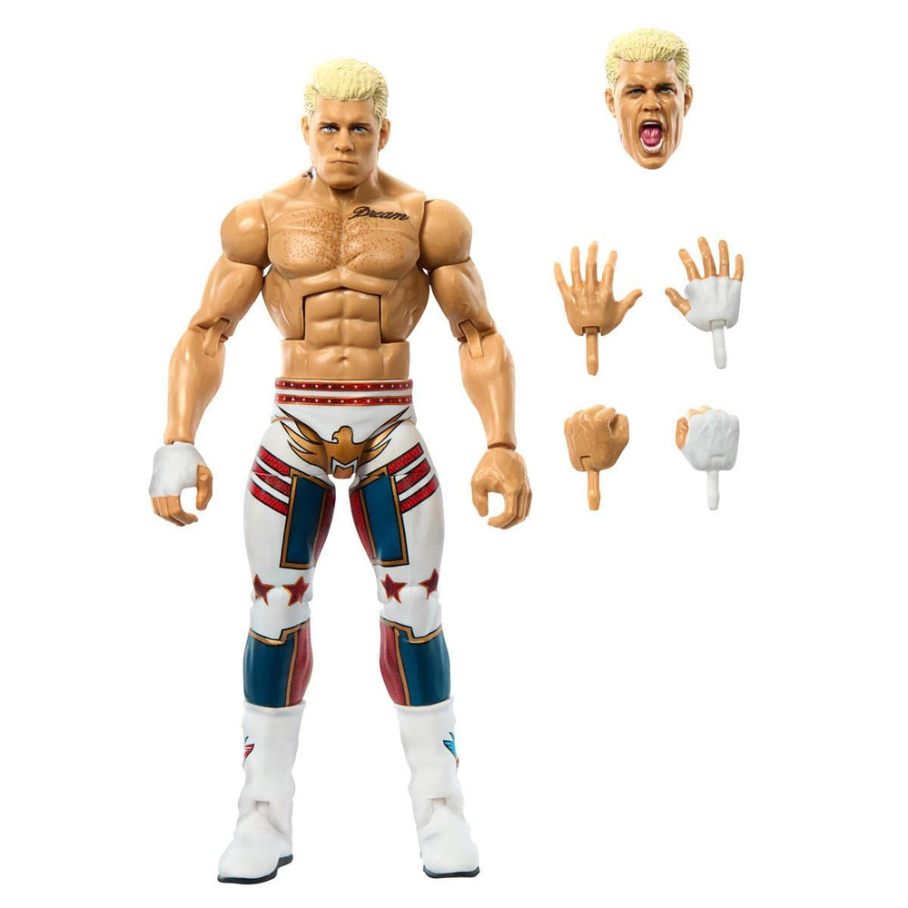WWE Cody Rhodes figure back view highlighting authentic branding
