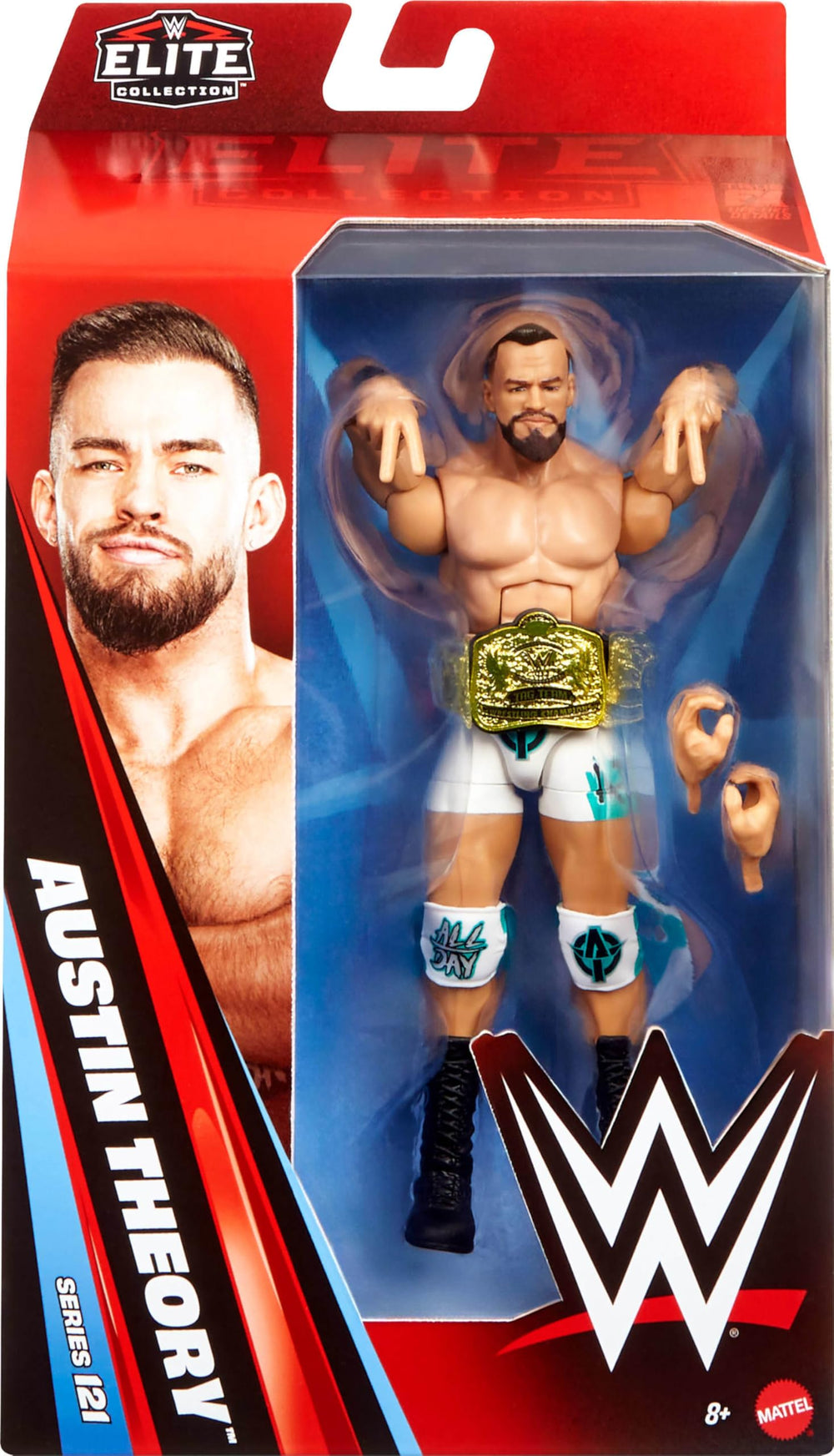 WWE Mattel Elite Austin Theory collectible for RAW, SmackDown, and NXT fans
