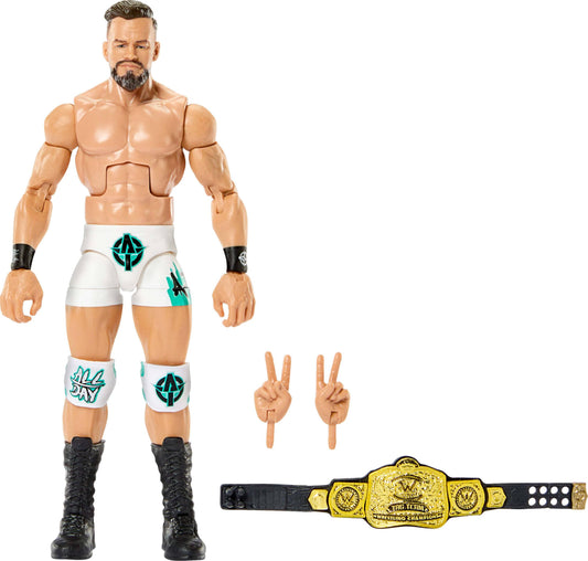 WWE Mattel Elite Austin Theory figure front view for display-ready posing