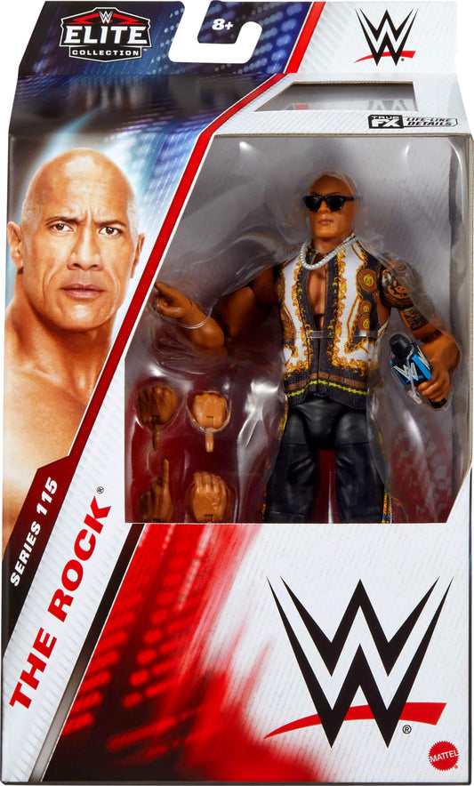 WWE Elite Series 115 The Rock with 25-point articulation for versatile poses