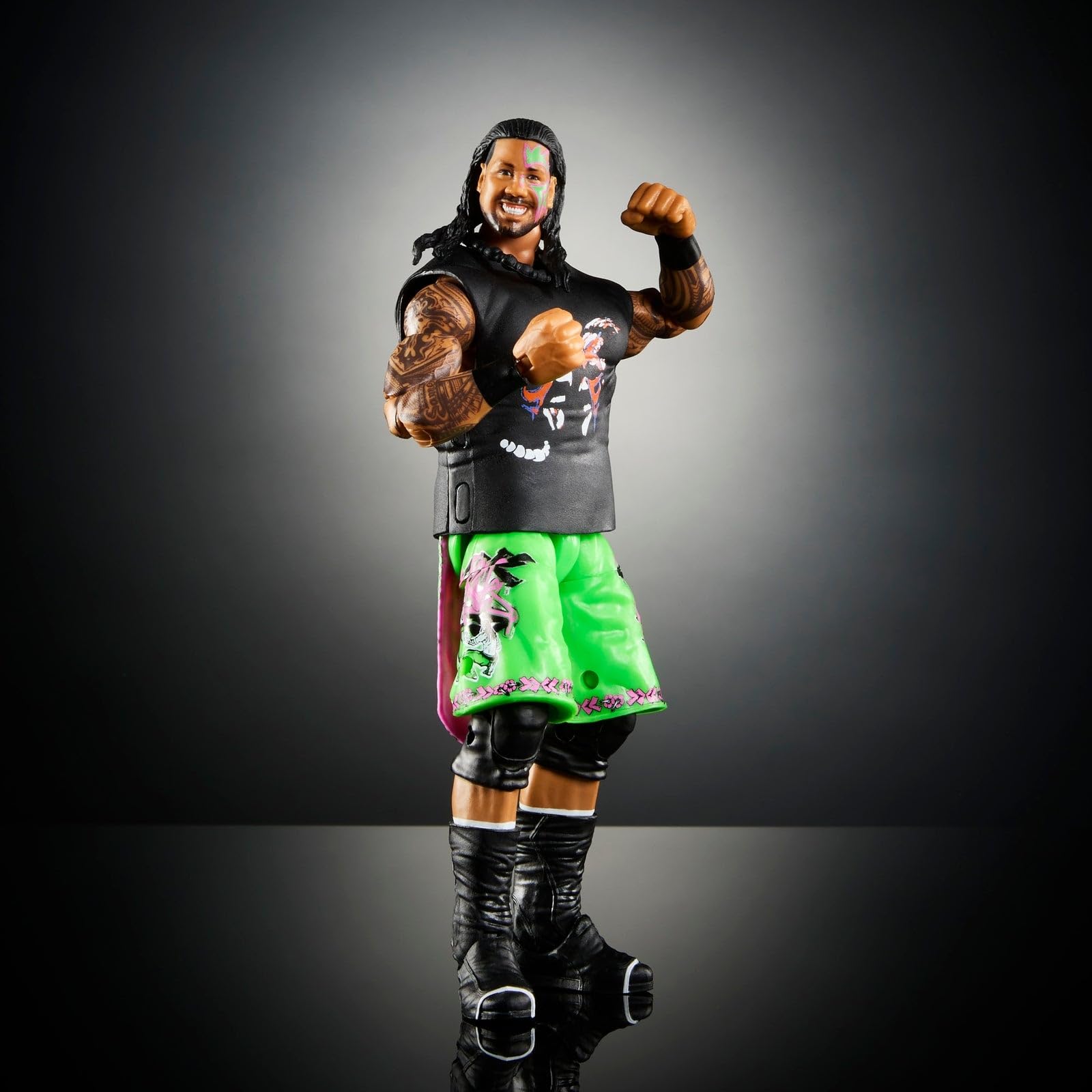 WWE Jey Uso Elite Greatest Hits 7 face paint close-up with bright smile.