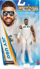 WWE Jey USO figure on a shelf ready for reenacting matches.