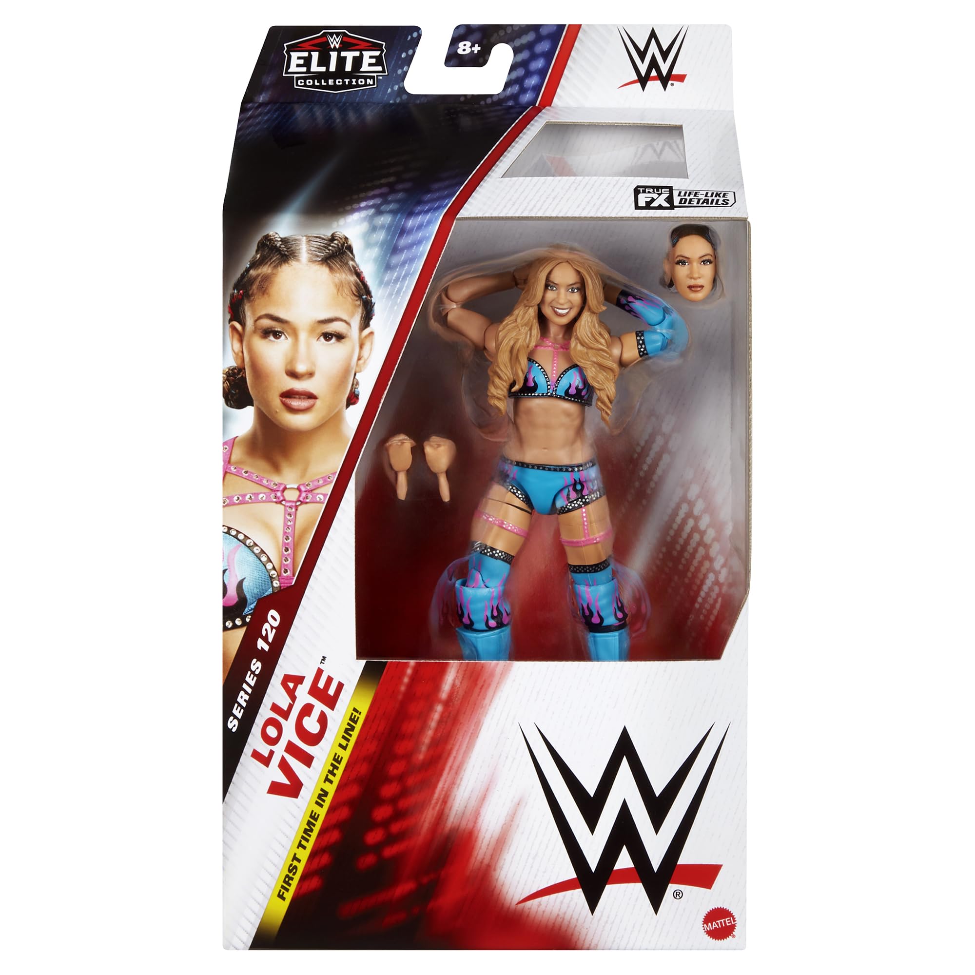 WWE Lola Vice Elite 120 smiling headscan for dynamic posing and display