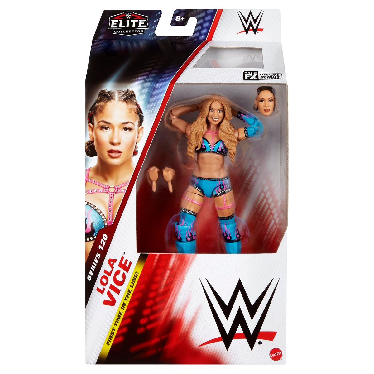 WWE Lola Vice Elite 120 smiling headscan for dynamic posing and display