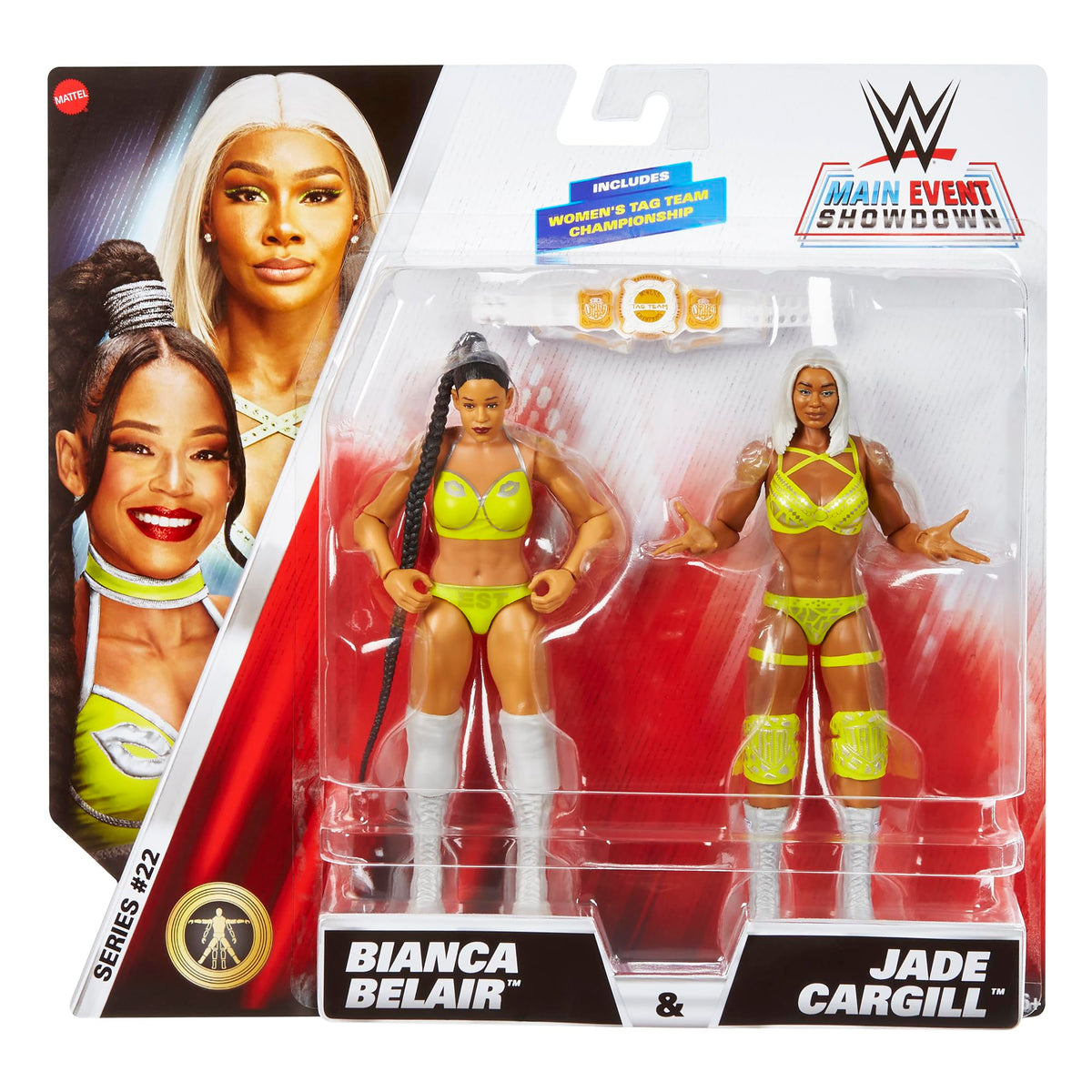 WWE Main Event 2 Packs 22 front view featuring Jade Cargill and Bianca Belair for immersive play.