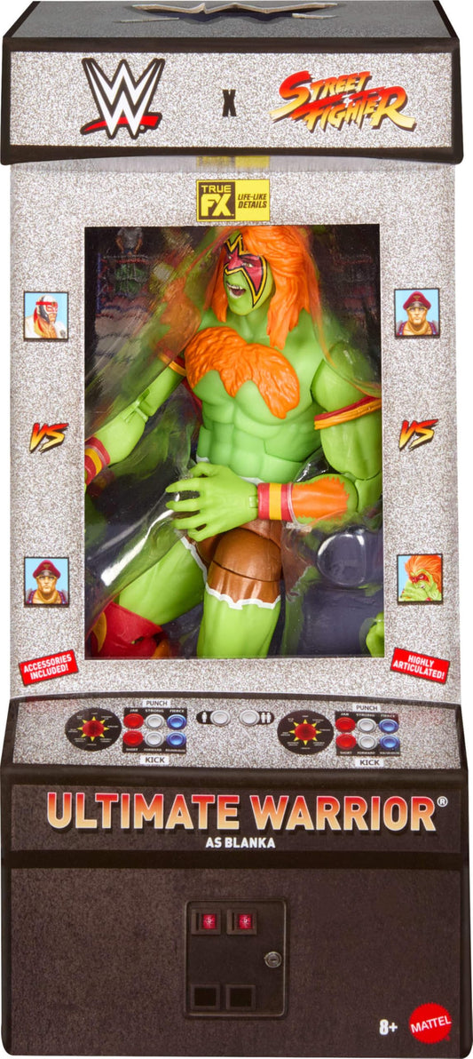 WWE Mattel x Street Fighter Blanka articulation detail enables dynamic posing.