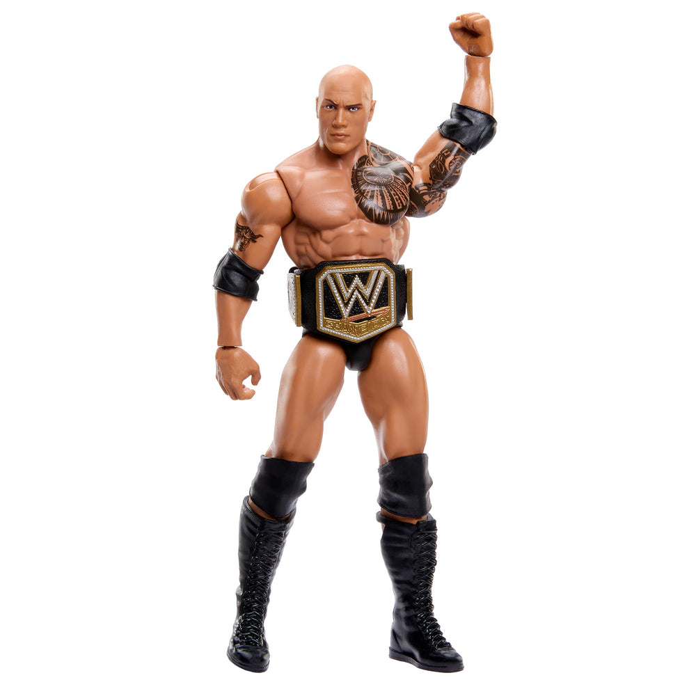 WWE The Rock action figure packaging shot highlighting branding and collectibility