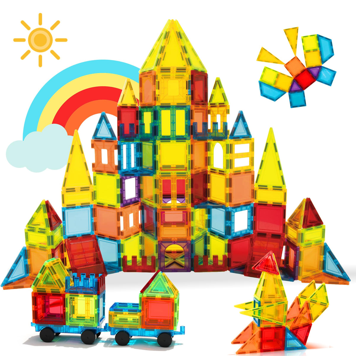 WWISE BLOCK 131-piece magnetic tiles set boosts creativity and fine motor skills during play.
