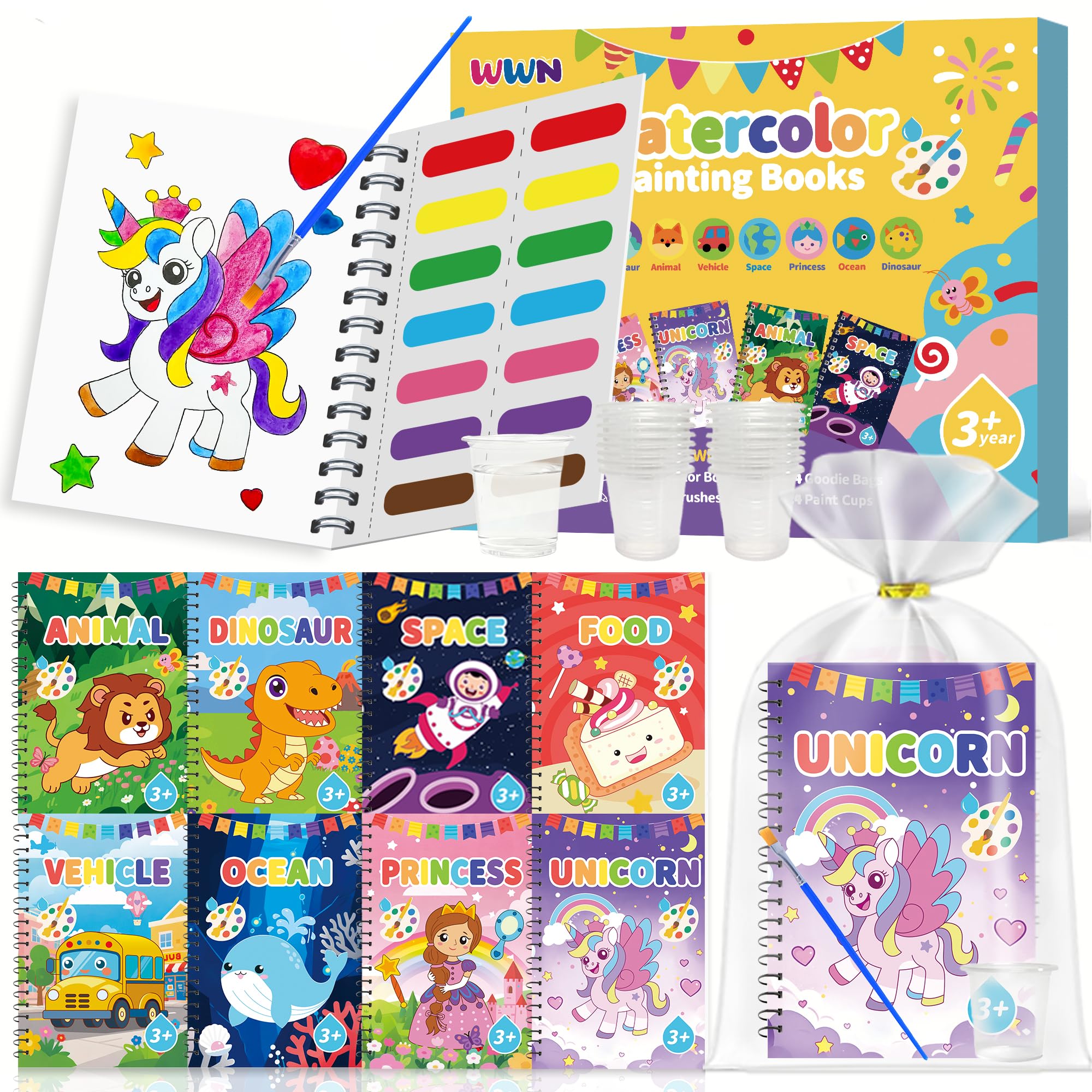 WWN water coloring books bulk set for travel and party favors