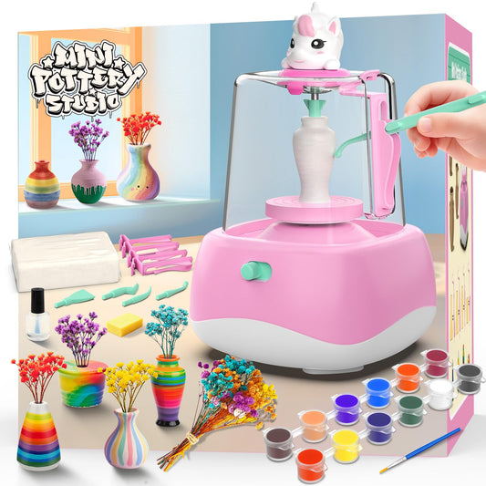 Wwzzey mini pottery wheel pink turntable for kids sparks creative play at home