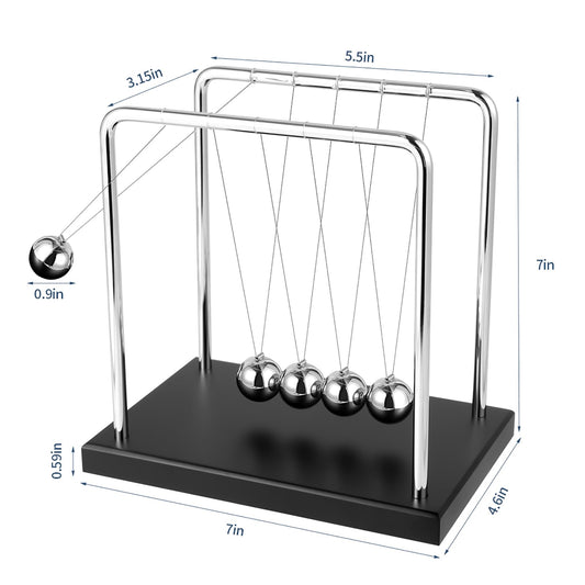 WXBRMCRY Newton's cradle desk toy showing energy transfer between beads.