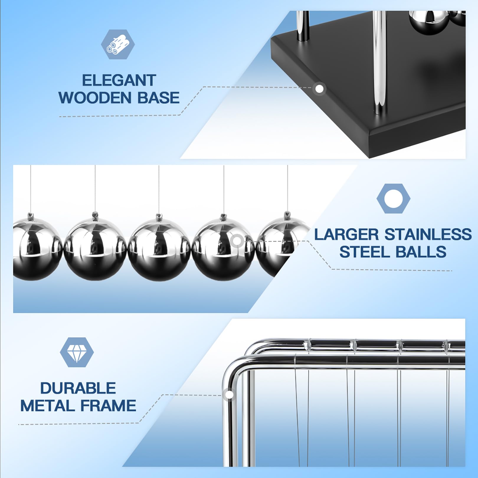 WXBRMCRY large pendulum on steel frame and wooden base for daily use.