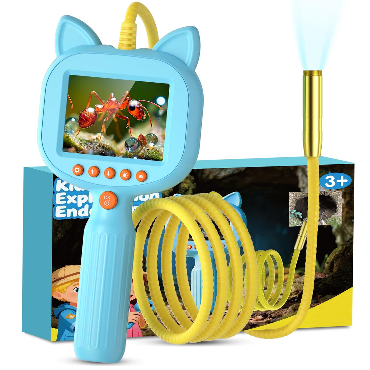 wxnlo Kids Borescope with 2.8-inch screen for crisp close-ups of insects and plants
