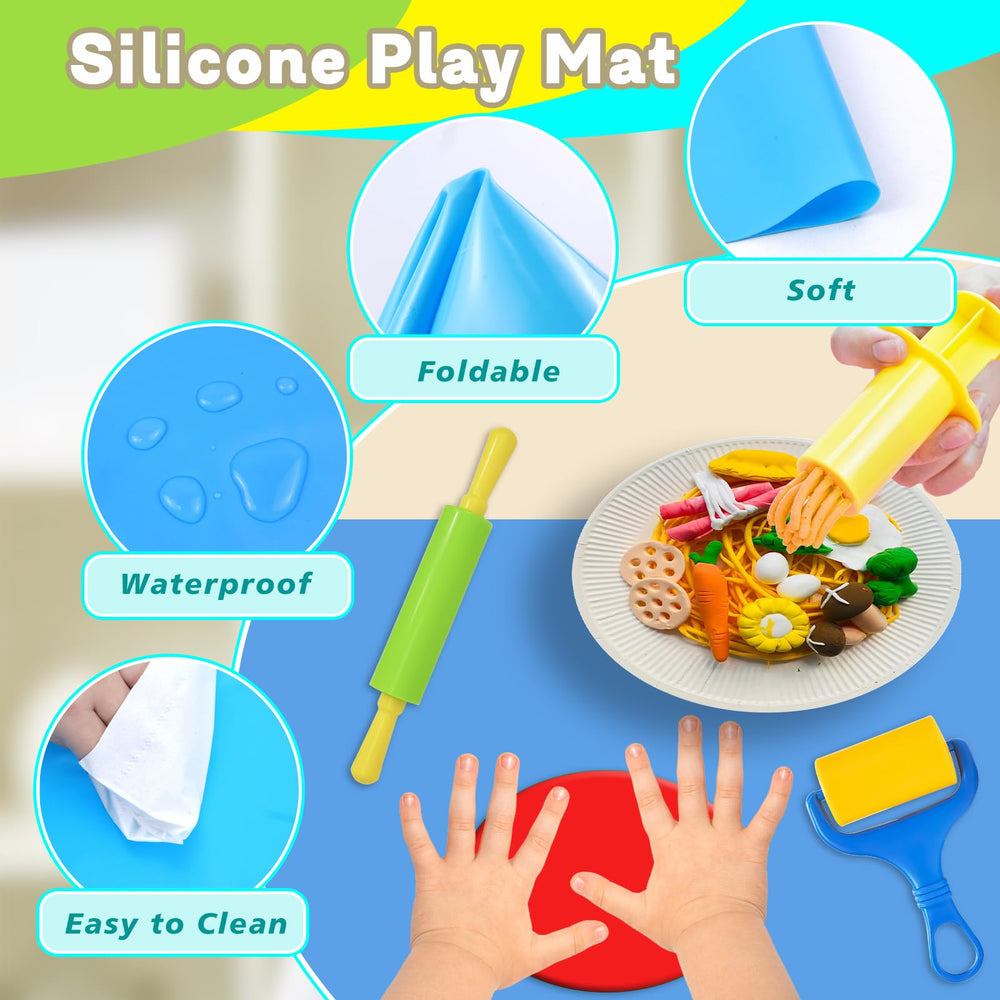 Wxqfumy dough mat provides clean, reusable workspace.