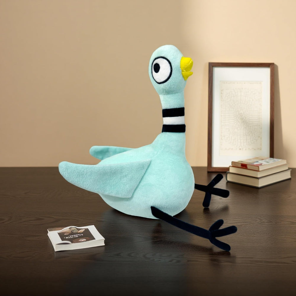 WXXCDB pigeon plush as a cozy bedtime buddy for children.