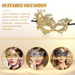WY LIGHTING LEVEL Masquerade Mask with black ribbon band, adjustable fit for varied hairstyles.