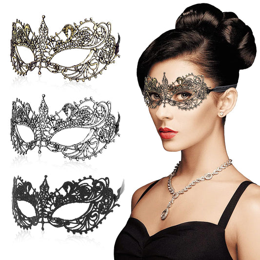 Wy Lighting Level black lace masquerade mask for elegant ballroom events