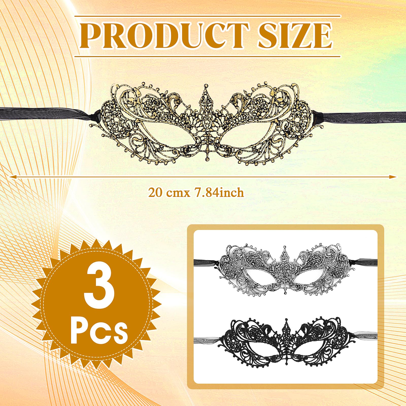 Wy Lighting Level gold lace masquerade mask for festive Mardi Gras looks