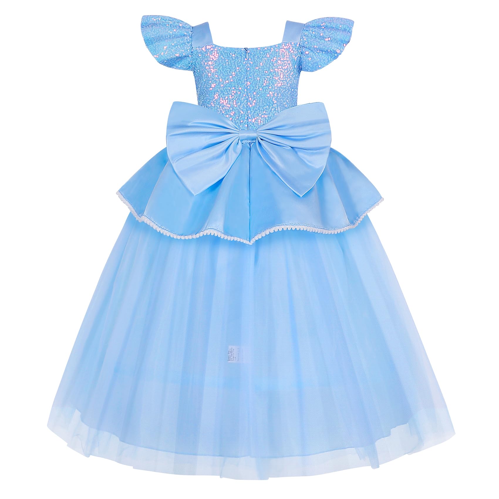 WYB blue princess dress skirt detail highlighting tulle layers and embroidery.