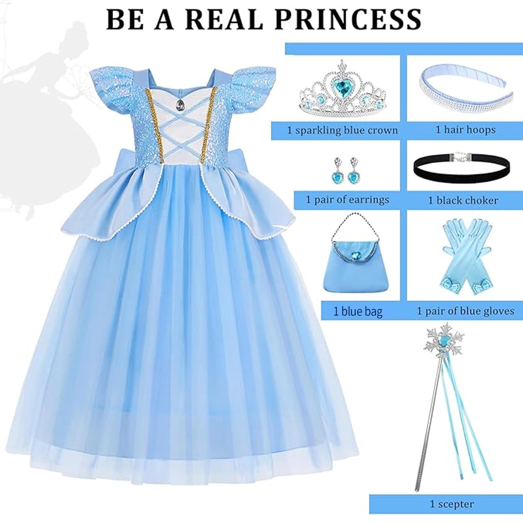 WYB princess dress accessories set including scepter and crown for a complete look.