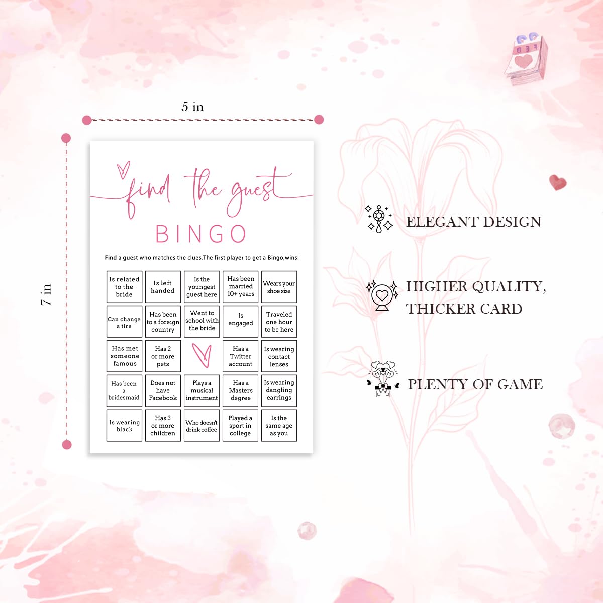Wybgno 25 prefilled bingo cards simplify party setup and participation.
