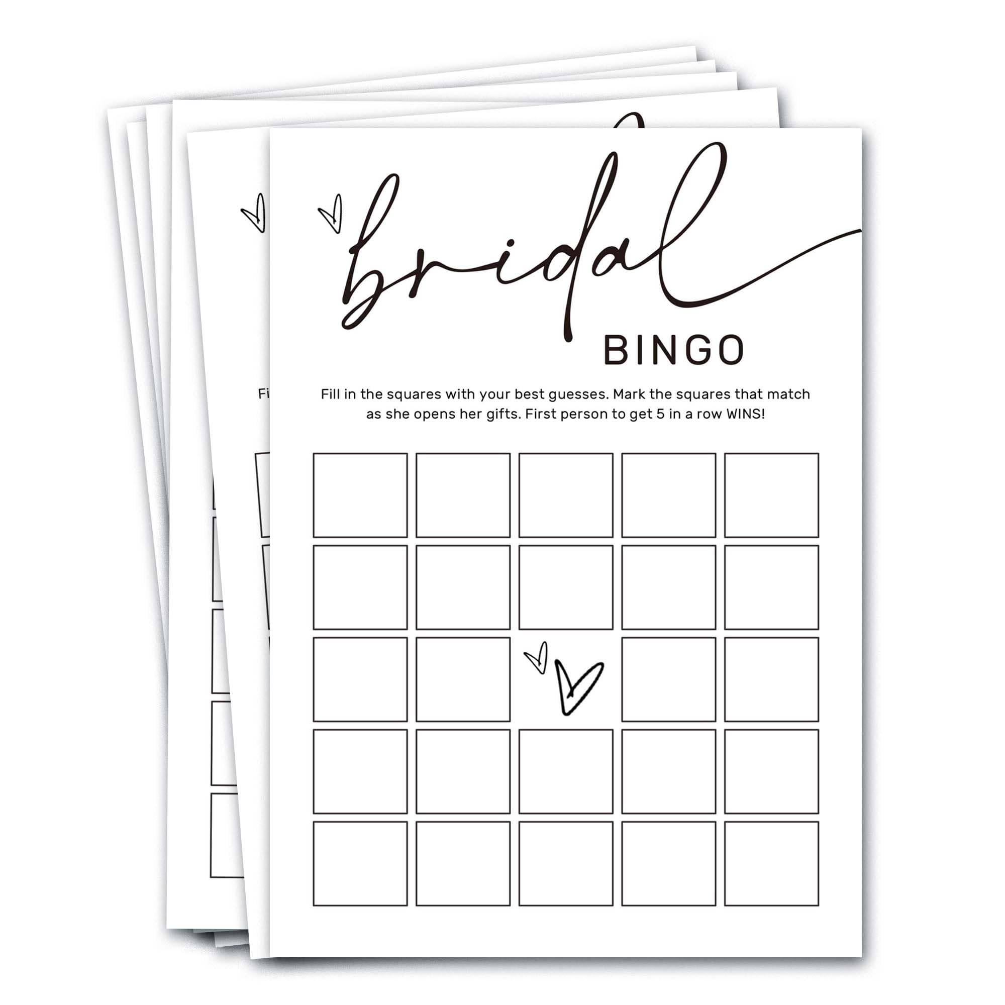 Wybgno bridal shower bingo cards with a smooth writing surface for easy guest participation.