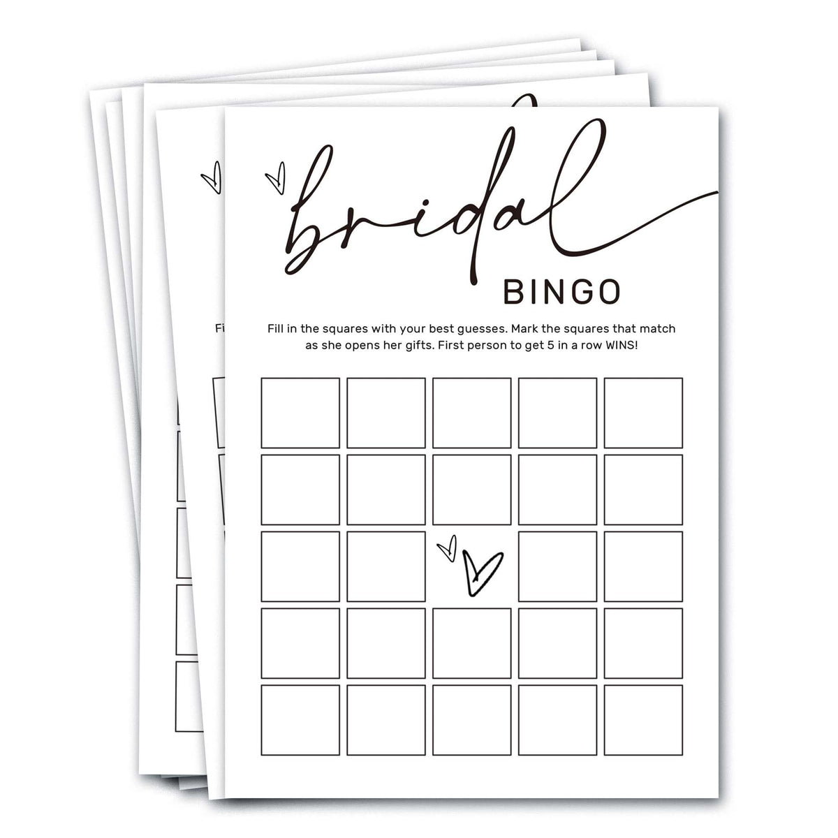 Wybgno bridal shower bingo cards with a smooth writing surface for easy guest participation.