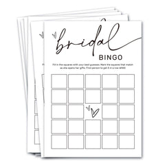 Wybgno bridal shower bingo cards with a smooth writing surface for easy guest participation.