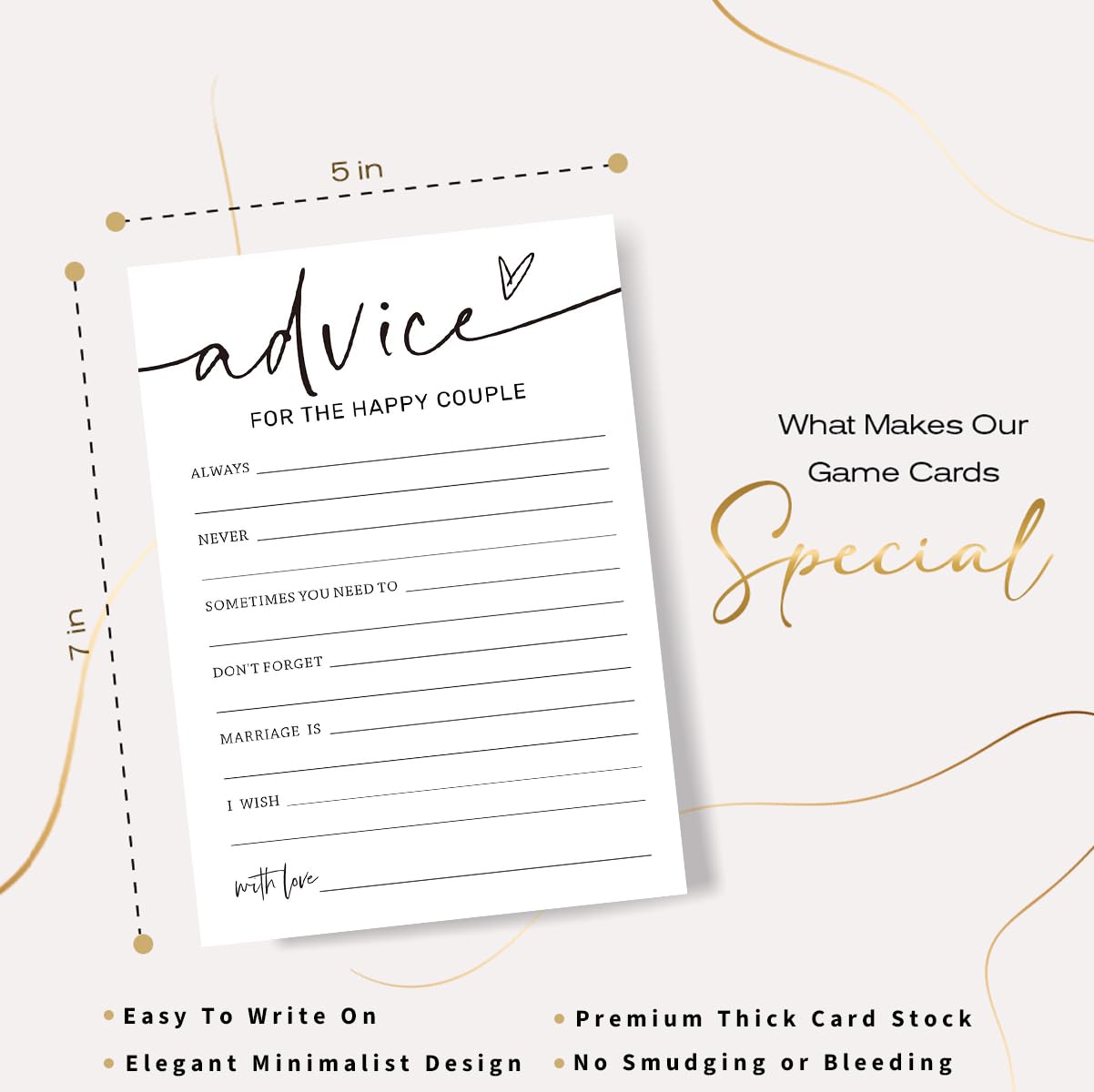 Wybgno bridal shower card writing surface offers smooth, sturdy paper