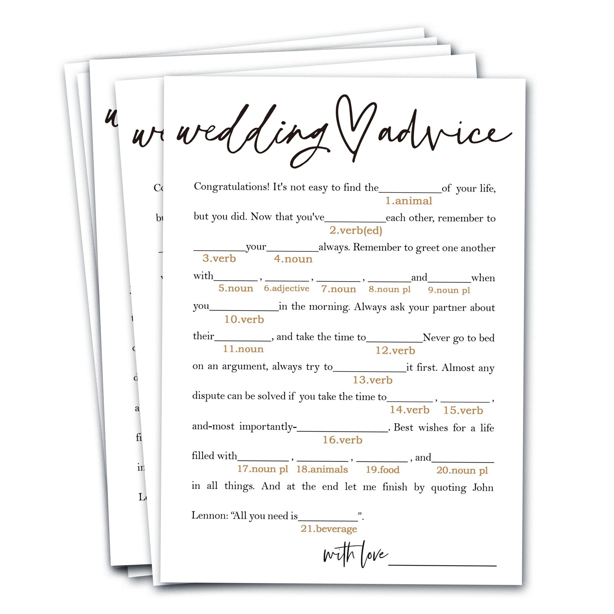 Wybgno bridal shower game card closeup with smooth coating ideal for quick notes.