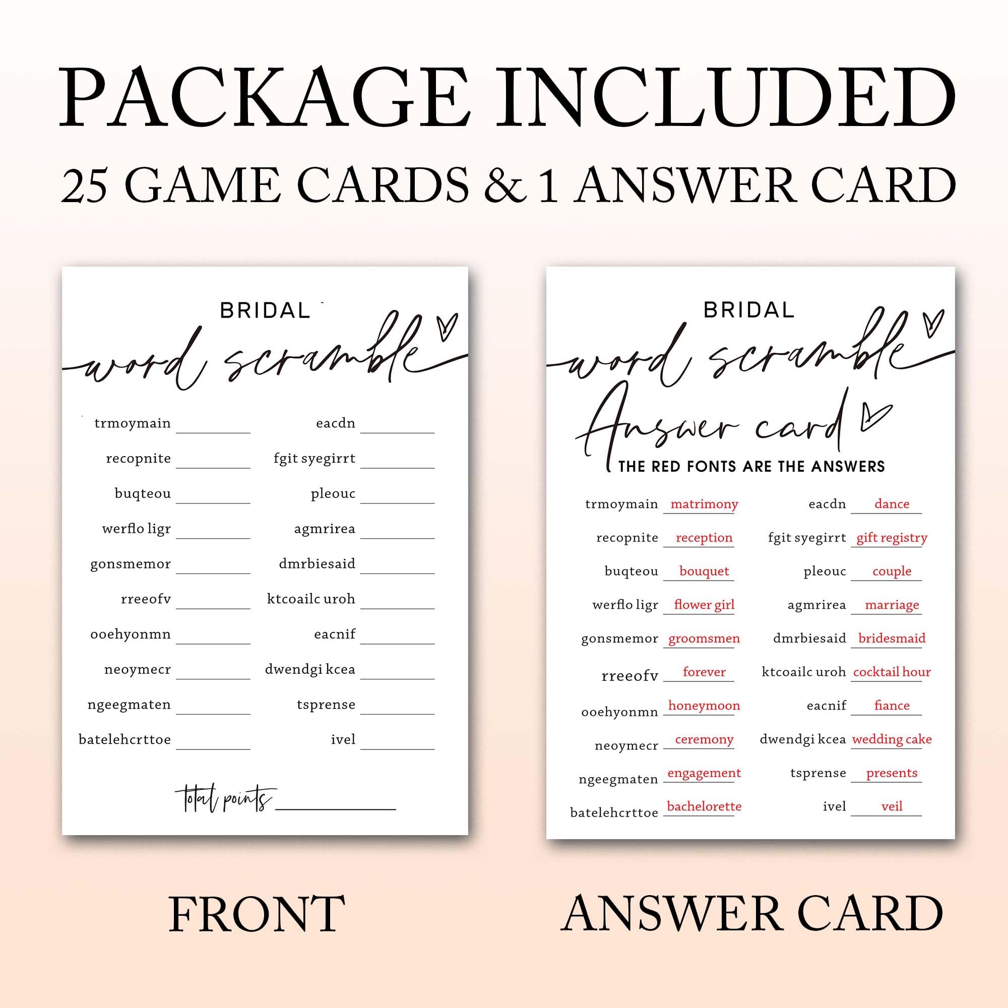 Wybgno bridal shower game cards stacked for easy writing and signing