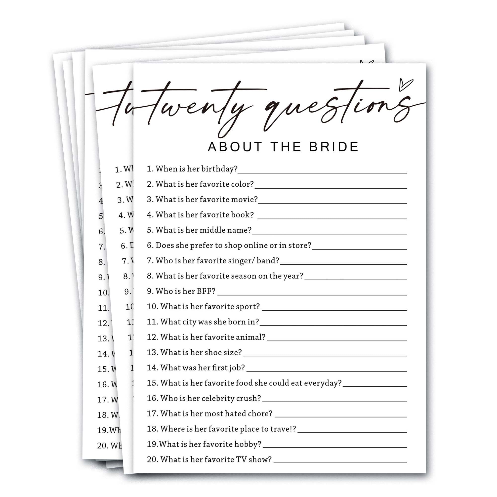 Wybgno bridal shower games cards 5x7 inches for easy writing and quick learning
