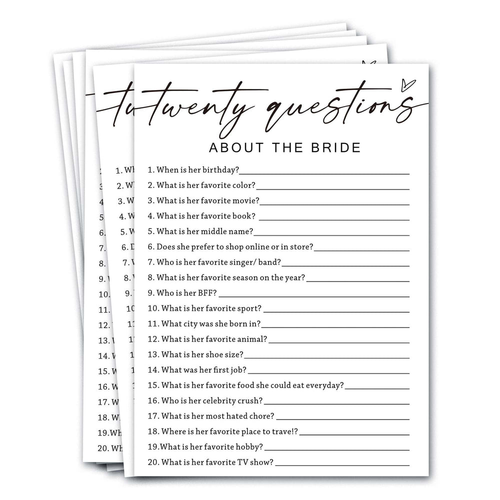 Wybgno bridal shower games cards 5x7 inches for easy writing and quick learning