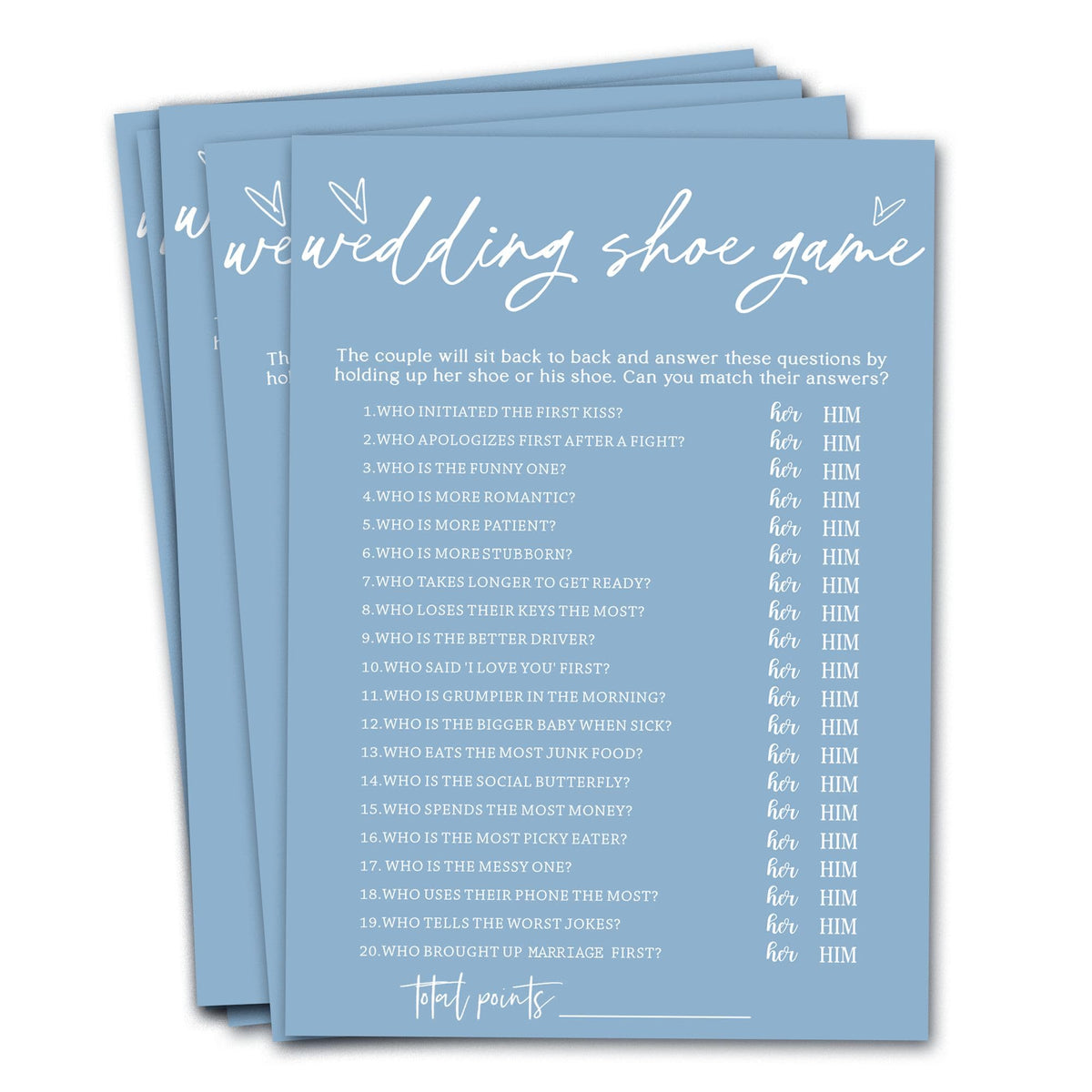 Wybgno bridal shower cards pack displayed for guests' participation and fun.