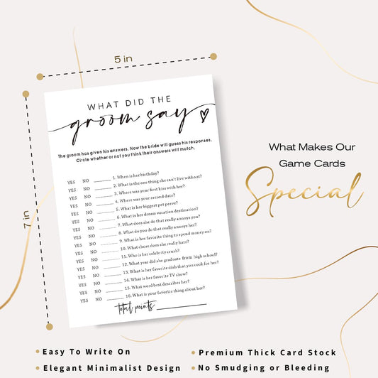 Wybgno bridal shower game cards ready to substitute for guest book moments
