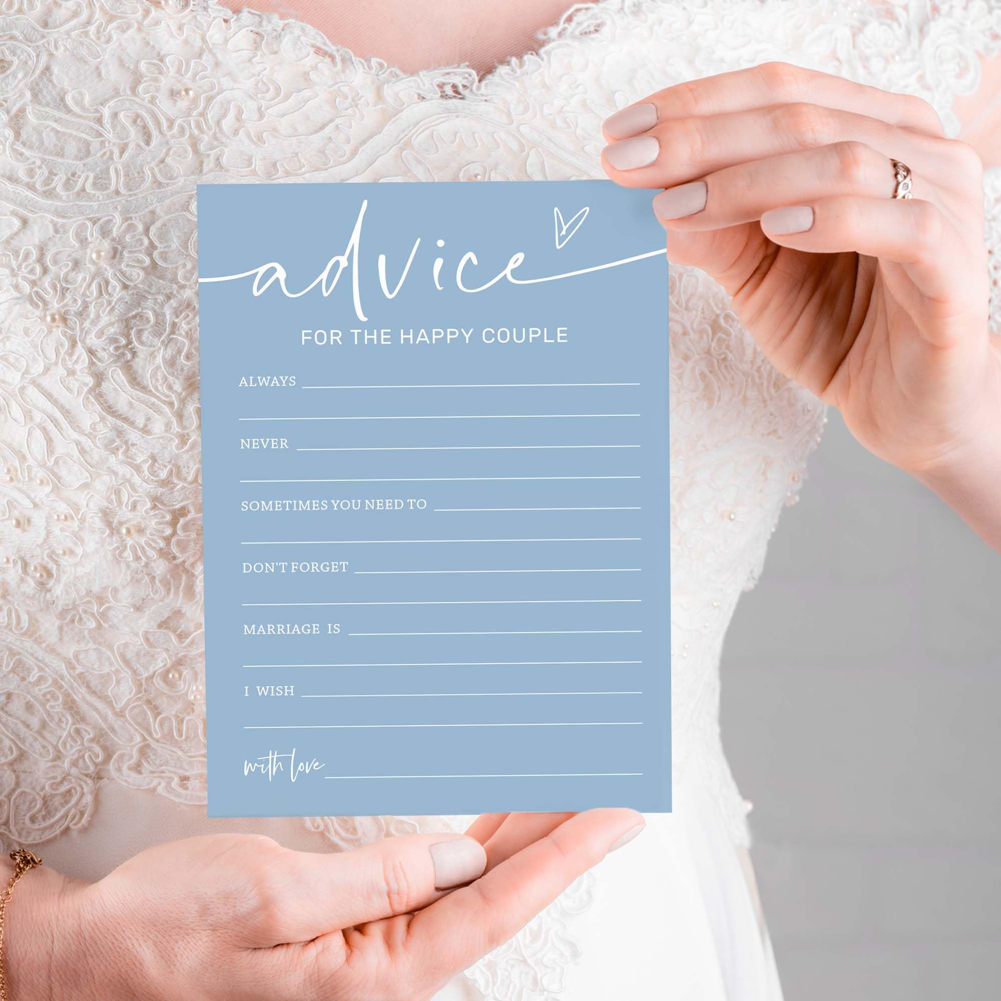 Wybgno bridal shower games minimalist blue design complements wedding decor.