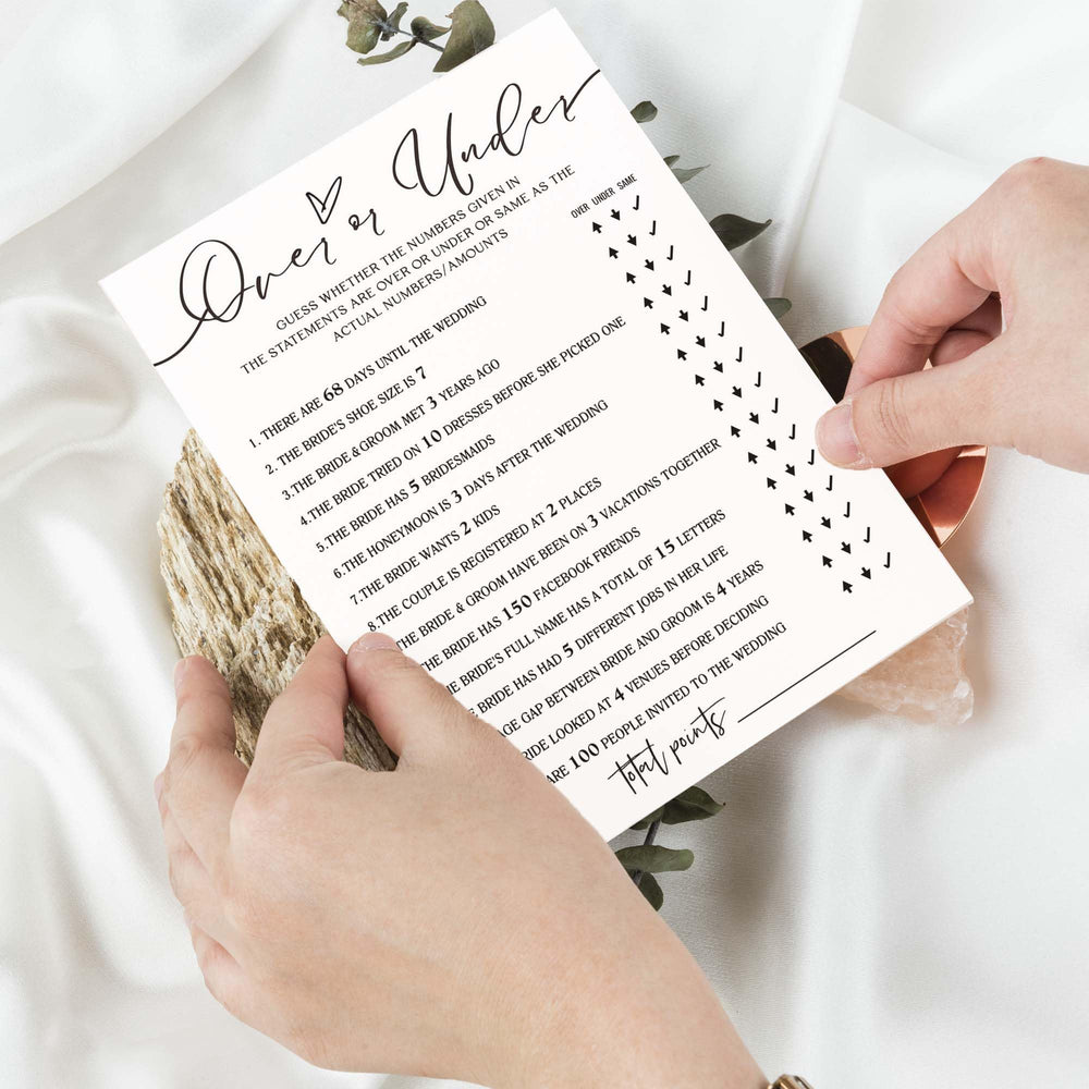 Wybgno bridal shower setup shows guests engaging with cards