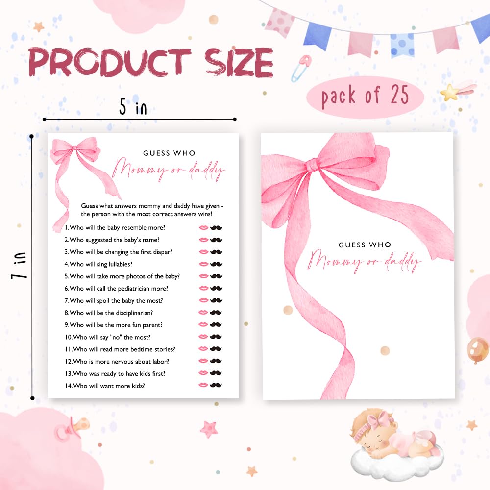 Wybgno double-sided baby shower game cards for more fun and versatility.