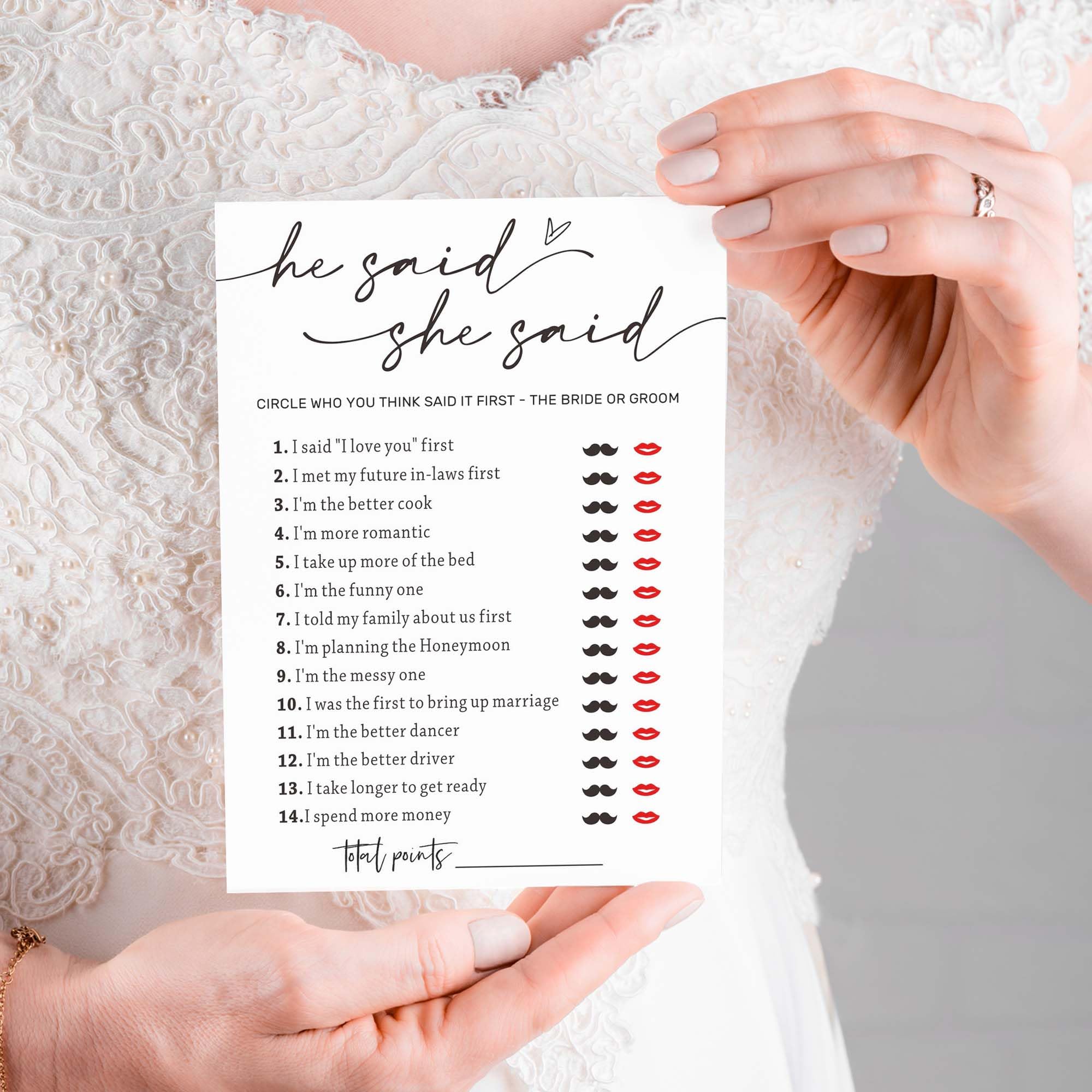 Wybgno engagement party wedding games image showcases durable coated paper finish.