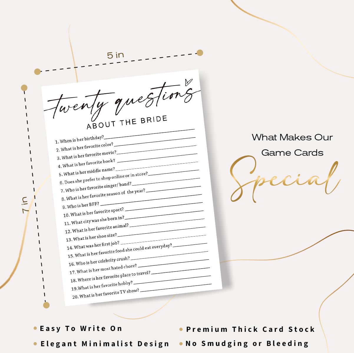 Wybgno twenty questions bride cardset captures fun for engagement party memories